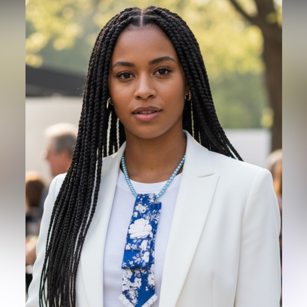 “Dainty Dapper”simpler design Blue Floral Necklace with floral attachment.